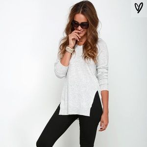 Lulus Name the Day Heather Grey Sweater V-Neck XS